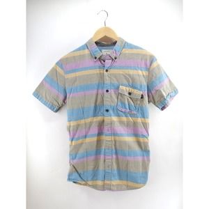 Ourcaste Men's Multicolor short Sleeve Button Down Shirt‎ Pockets Small